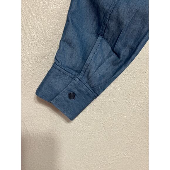 A.N.A. Denim Patchwork Button Up Shirt M Color Blocked Denim on Denim Trend - Picture 2 of 13